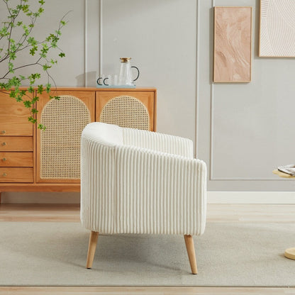 Divano a 2 posti rivestito in tessuto di velluto a coste con gambe in legno di noce