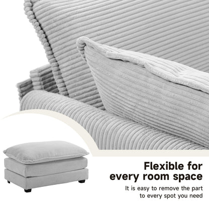 Divano componibile in velluto a coste con pouf rimovibili e cuscini ultra morbidi per soggiorno e camera da letto