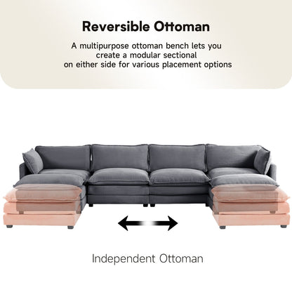 Divano componibile in velluto a coste con pouf rimovibili e cuscini ultra morbidi per soggiorno e camera da letto