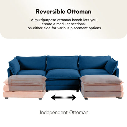 Divano componibile in velluto a coste con pouf rimovibili e cuscini ultra morbidi per soggiorno e camera da letto