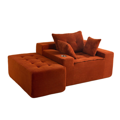 Divano imbottito in memory foam con pouf imbottito in velluto a coste - 48,4Lx67,7Wx24,4H
