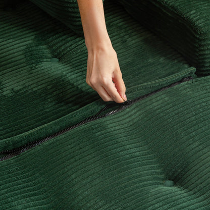 Divano imbottito in memory foam con pouf imbottito in velluto a coste - 48,4Lx67,7Wx24,4H