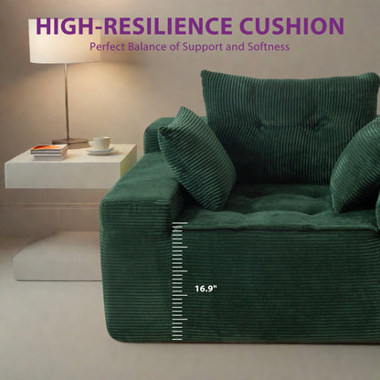 Divano imbottito in memory foam con pouf imbottito in velluto a coste - 48,4Lx67,7Wx24,4H