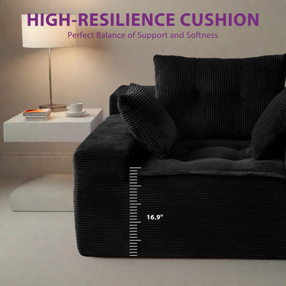 Divano imbottito in memory foam con pouf imbottito in velluto a coste - 48,4Lx67,7Wx24,4H