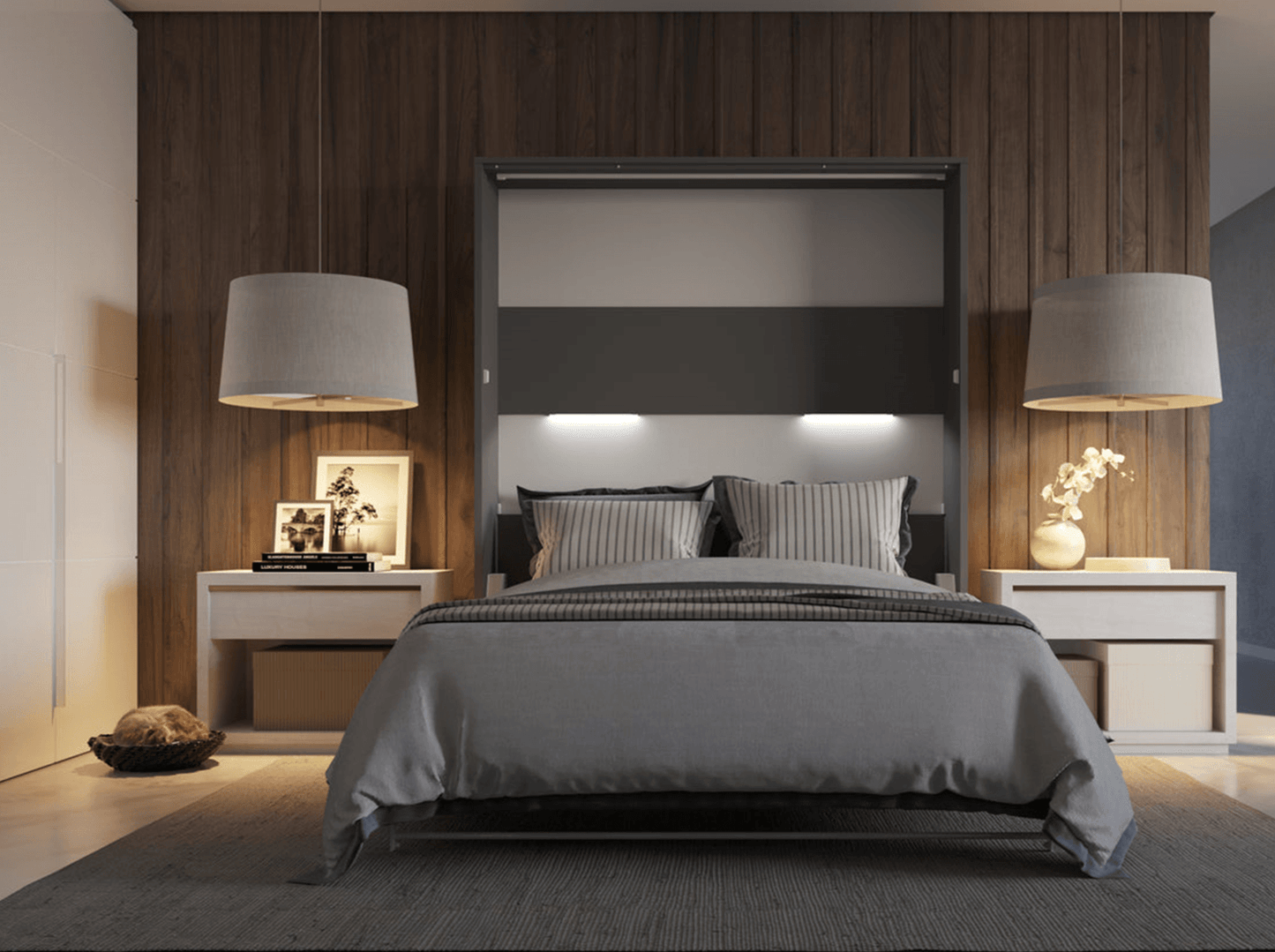 Letto matrimoniale verticale europeo BETH con LED