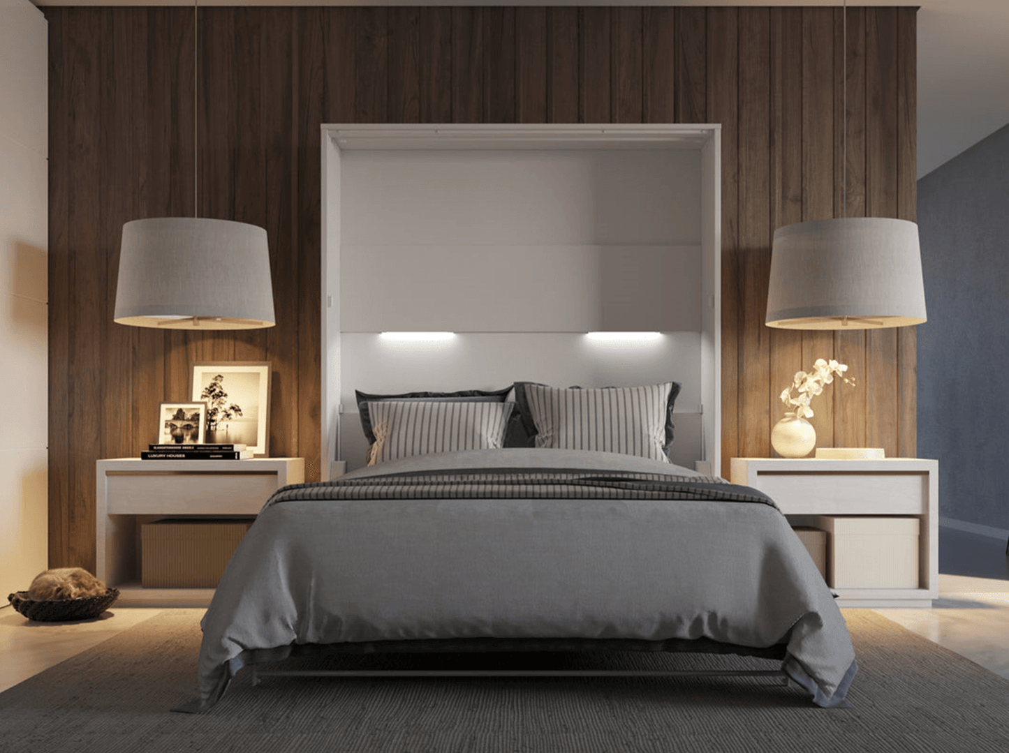 Letto matrimoniale verticale europeo BETH con LED