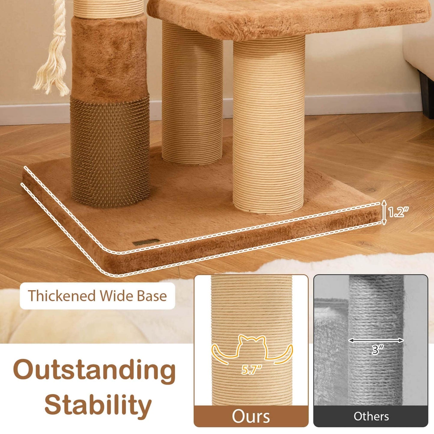 Costway 65 Tiragraffi Alto per Interni con Trespolo Imbottito Auto-Toelettatura - Vedi Dettagli