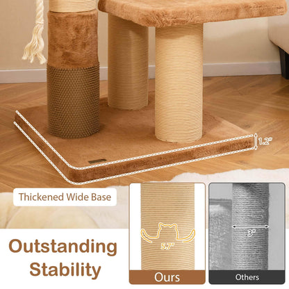 Costway 65 Tiragraffi Alto per Interni con Trespolo Imbottito Auto-Toelettatura - Vedi Dettagli