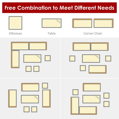 Costway 7 pezzi set da pranzo in rattan per patio divano componibile divano pouf - Vedi dettagli