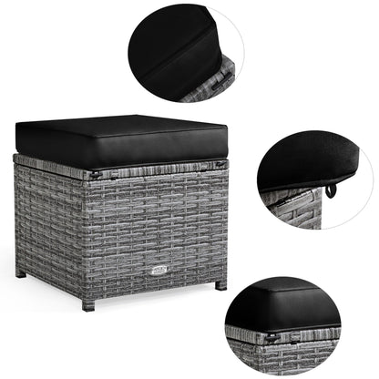 Costway 7 pezzi set da pranzo in rattan per patio divano componibile divano pouf - Vedi dettagli