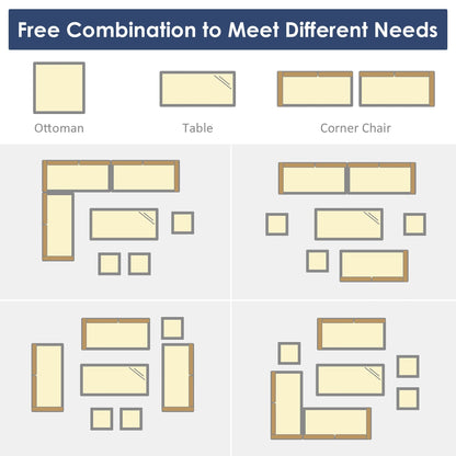 Costway 7 pezzi set da pranzo in rattan per patio divano componibile divano pouf - Vedi dettagli