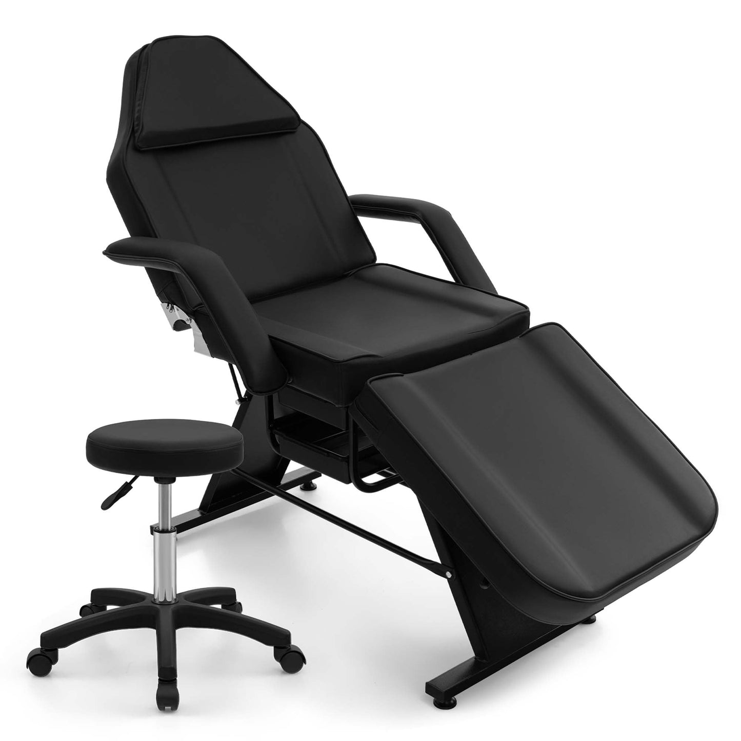 Lettino da massaggio Costway 72 con sgabello idraulico, schienale regolabile e