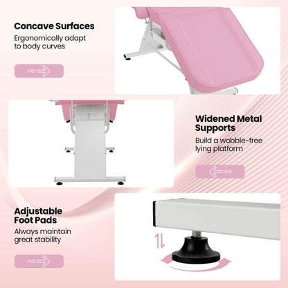 Lettino da massaggio Costway 72 con sgabello idraulico, schienale regolabile e