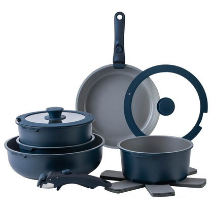Set di pentole per camper Country Kitchen da 16 pezzi in ceramica con manico rimovibile, adatte al forno