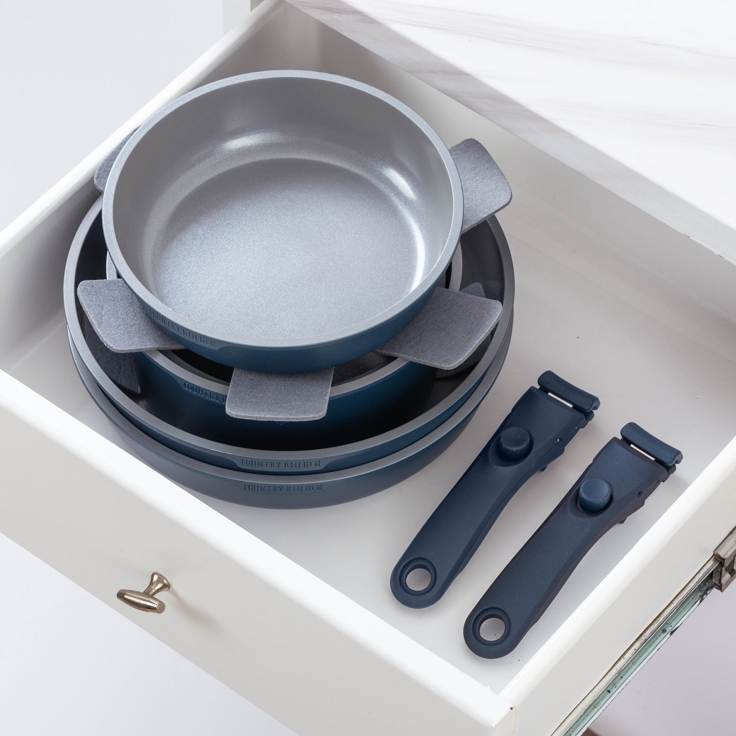 Set di pentole per camper Country Kitchen da 16 pezzi in ceramica con manico rimovibile, adatte al forno