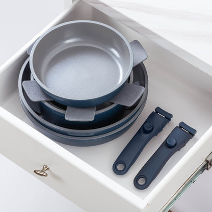 Set di pentole per camper Country Kitchen da 16 pezzi in ceramica con manico rimovibile, adatte al forno