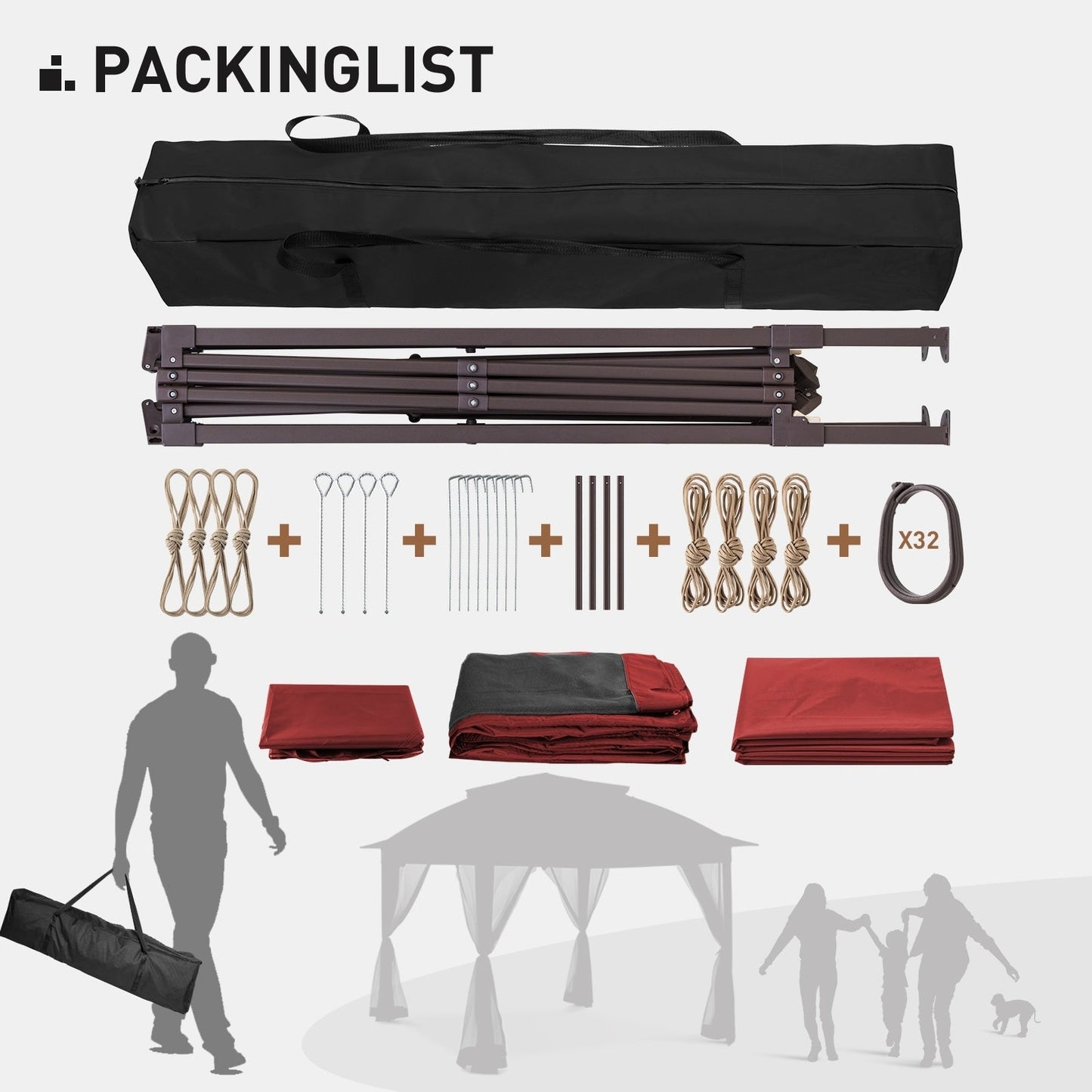 Gazebo pop-up in acciaio Cozywor da 11 piedi x 11 piedi con zanzariera