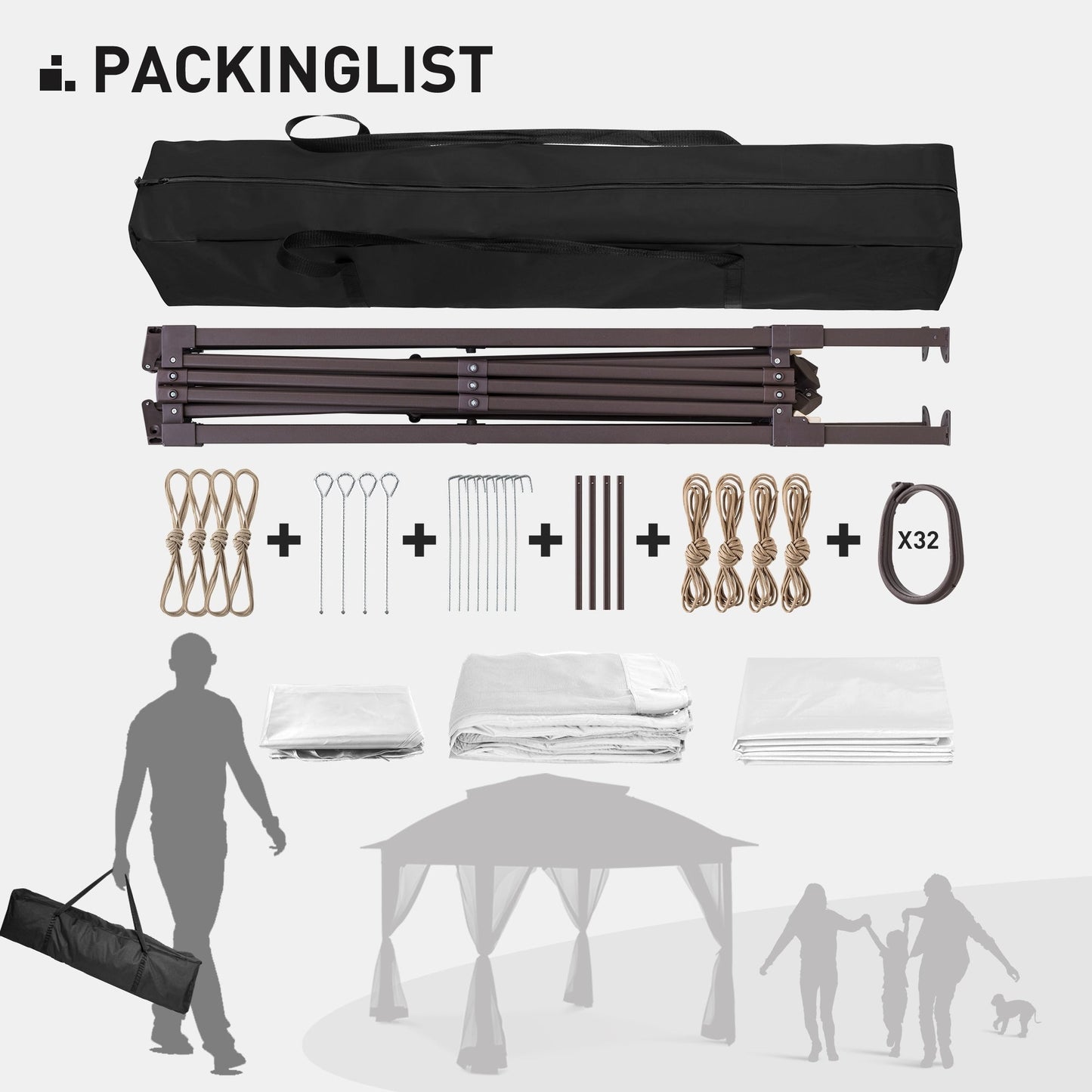 Gazebo pop-up in acciaio Cozywor da 11 piedi x 11 piedi con zanzariera