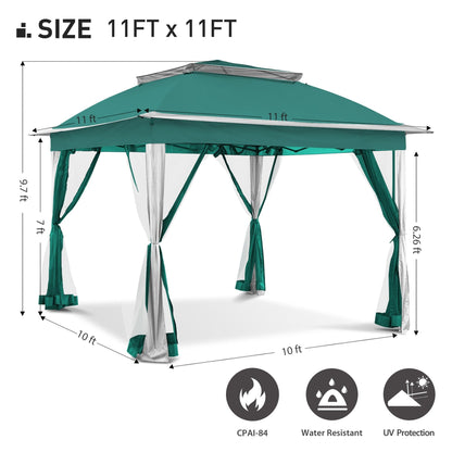Gazebo pop-up in acciaio Cozywor da 11 piedi x 11 piedi con zanzariera