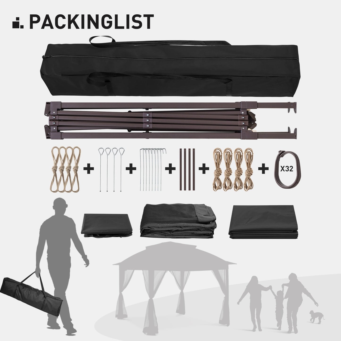 Gazebo pop-up in acciaio Cozywor da 11 piedi x 11 piedi con zanzariera