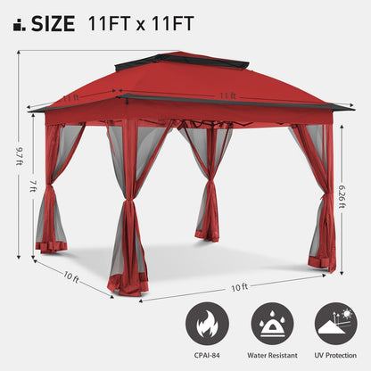 Gazebo pop-up in acciaio Cozywor da 11 piedi x 11 piedi con zanzariera