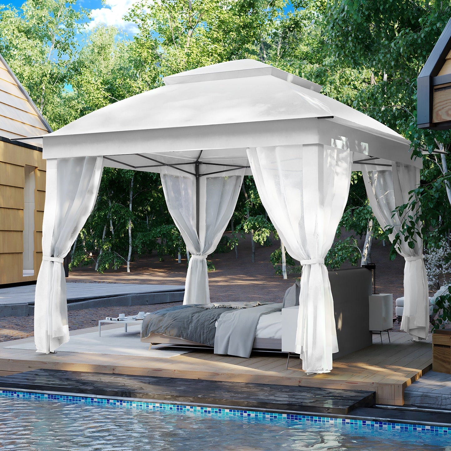Gazebo pop-up in acciaio Cozywor da 11 piedi x 11 piedi con zanzariera