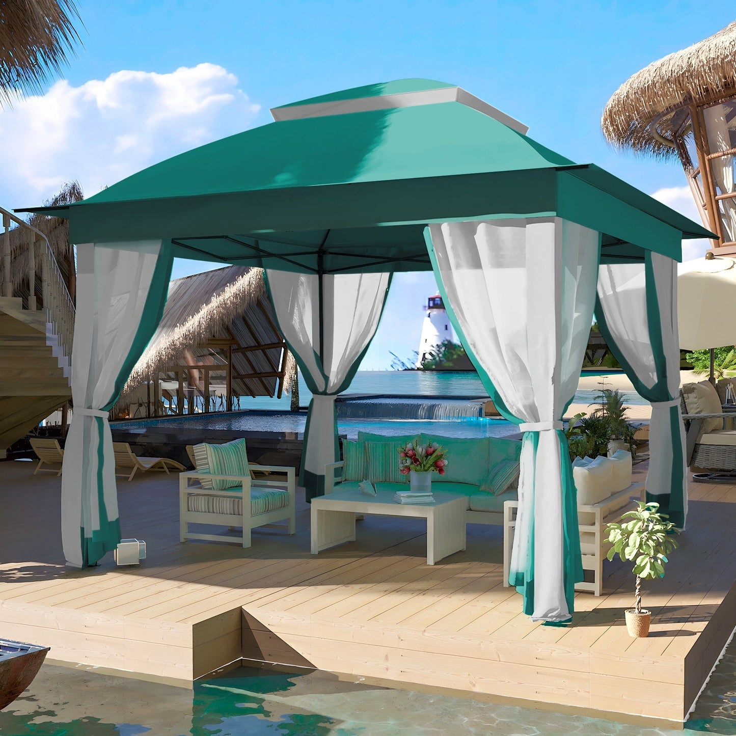 Gazebo pop-up in acciaio Cozywor da 11 piedi x 11 piedi con zanzariera