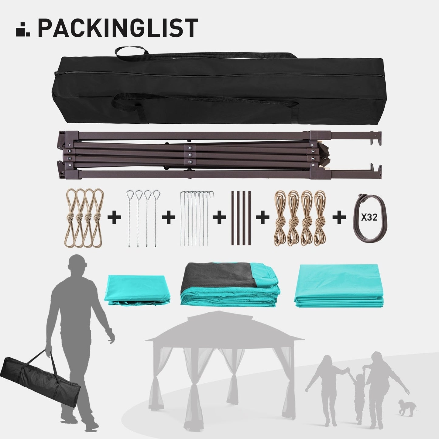 Gazebo pop-up in acciaio Cozywor da 11 piedi x 11 piedi con zanzariera