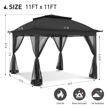 Gazebo pop-up in acciaio Cozywor da 11 piedi x 11 piedi con zanzariera