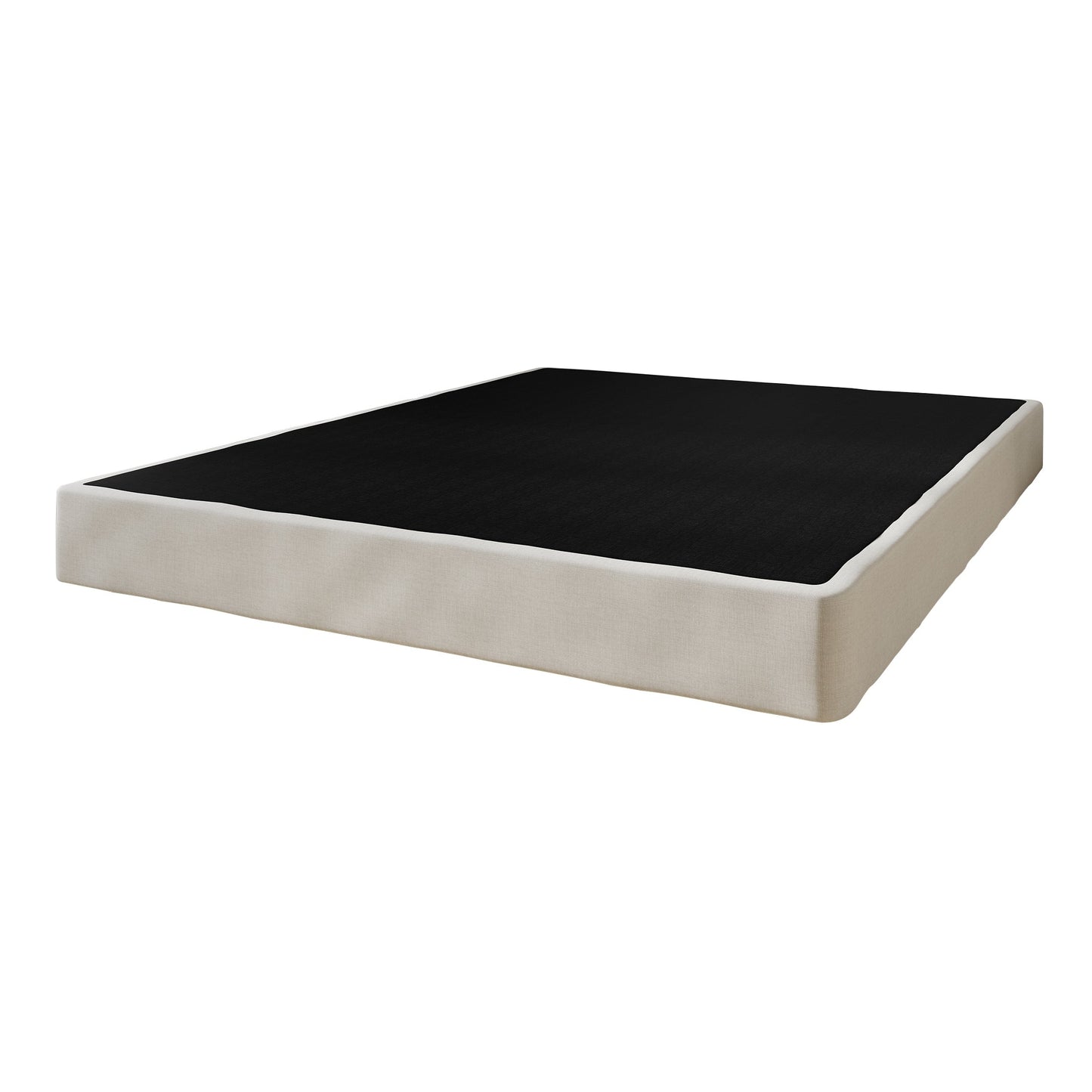 Base per letto a molle in legno massello CraftPorch da 5 pollici con doghe in legno e rivestimento in lino grigio caldo