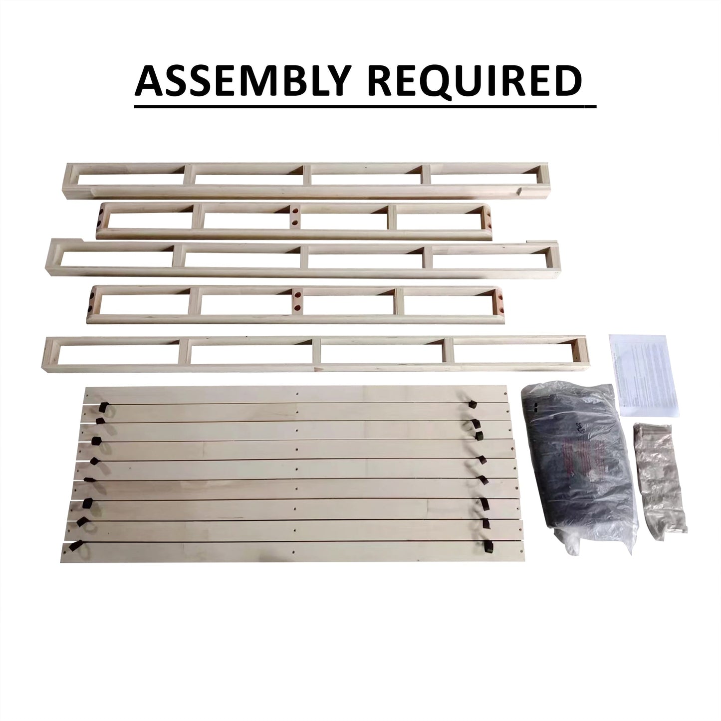 Base per letto a molle in legno massello CraftPorch da 5 pollici con doghe in legno e rivestimento in lino grigio caldo