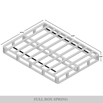 Base per letto a molle in legno massello CraftPorch da 5 pollici con doghe in legno e rivestimento in lino grigio caldo