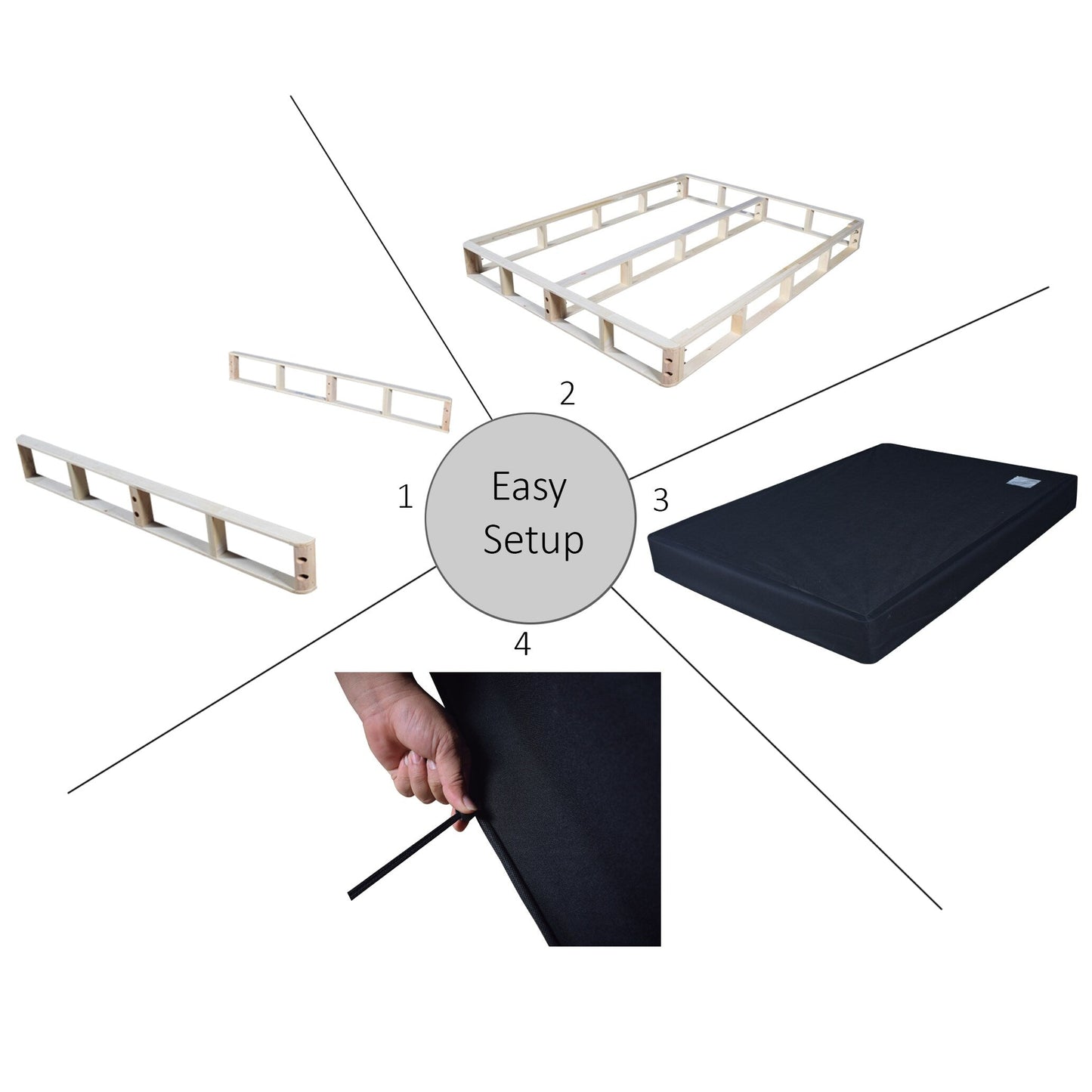 Fondazione per box spring in legno massello CraftPorch da 8 pollici con doghe in legno