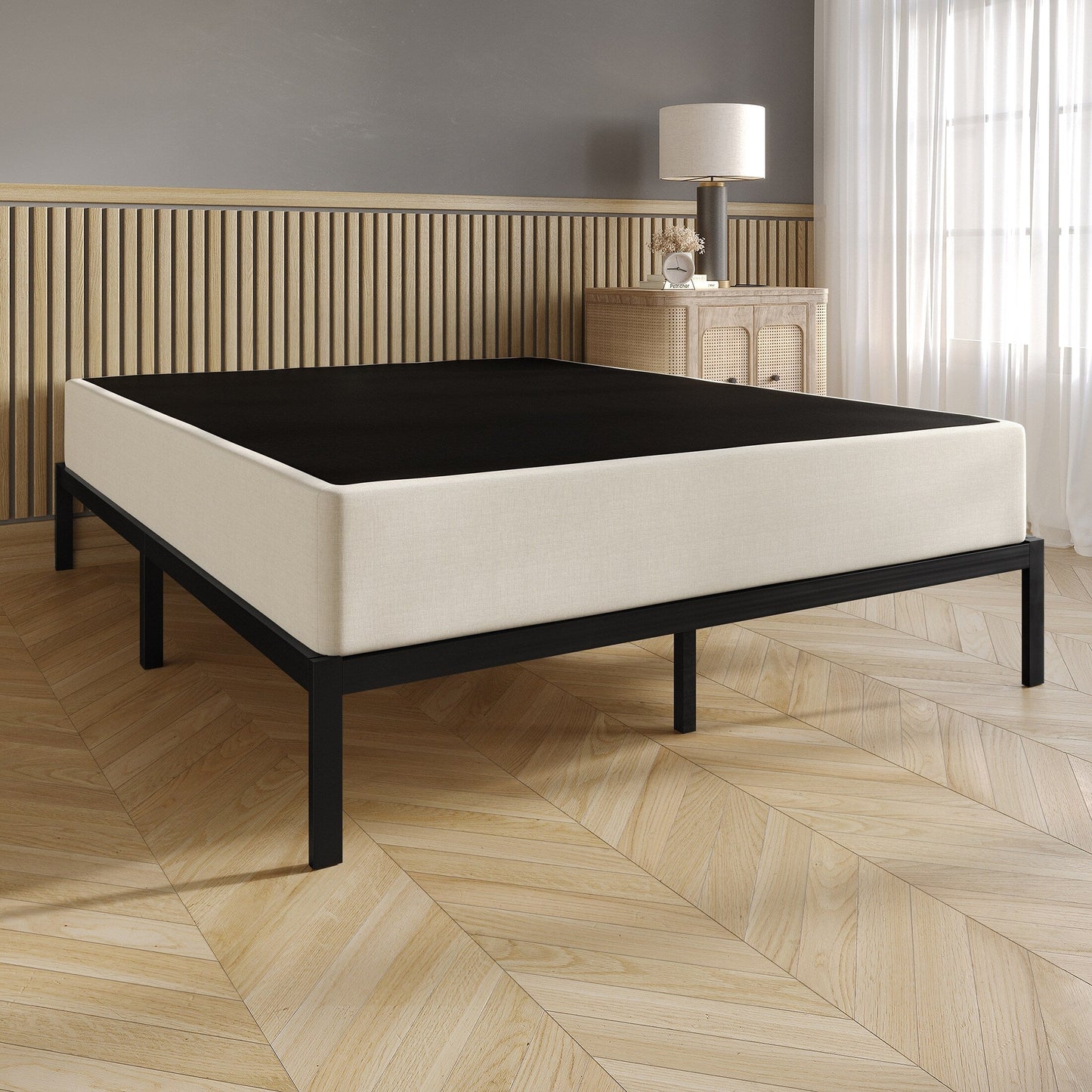 CraftPorch - Letto a molle in metallo rivestito in lino