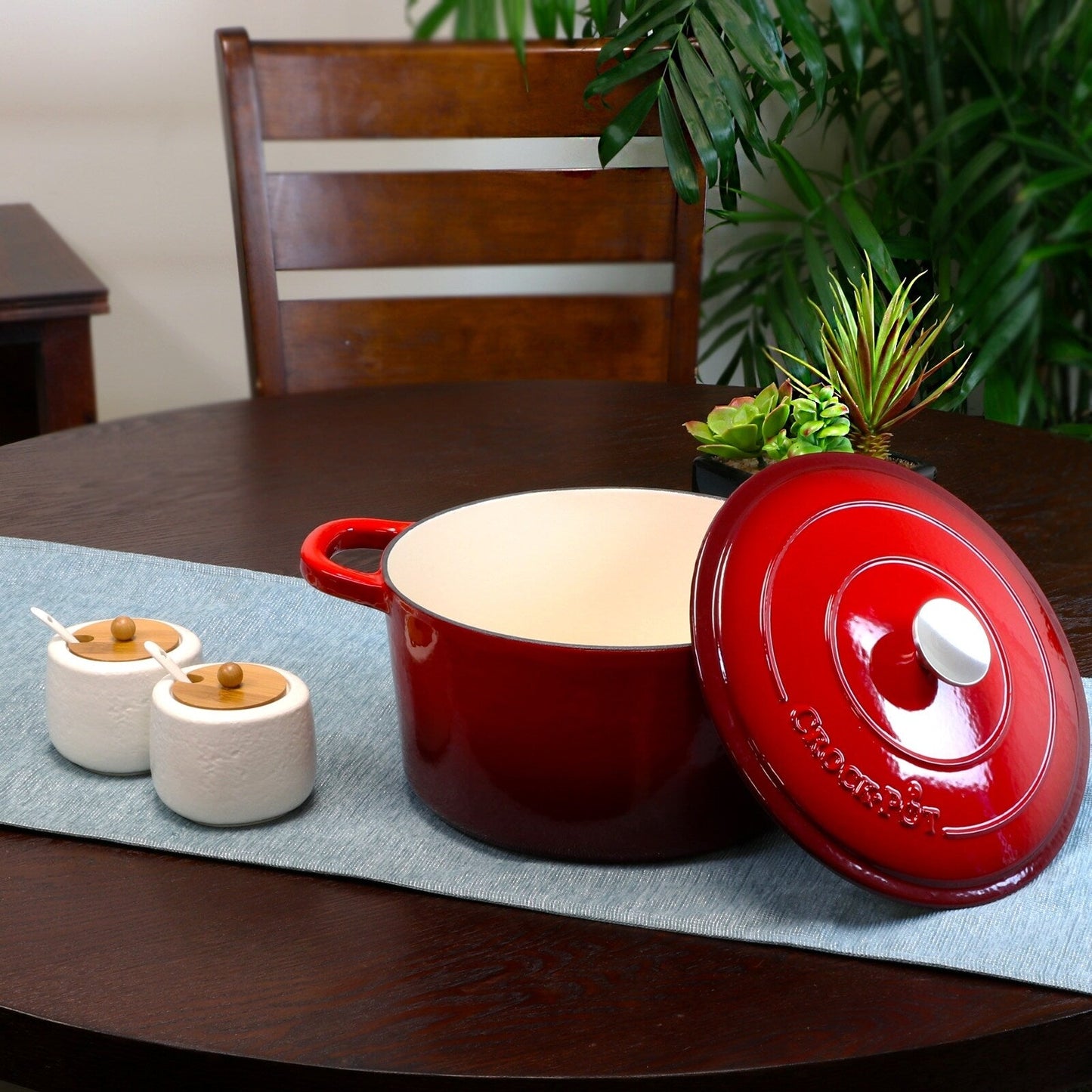 Forno olandese rotondo in ghisa con doppia maniglia da 7 litri Craftsman, colore rosso pepe