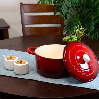 Forno olandese rotondo in ghisa con doppia maniglia da 7 litri Craftsman, colore rosso pepe