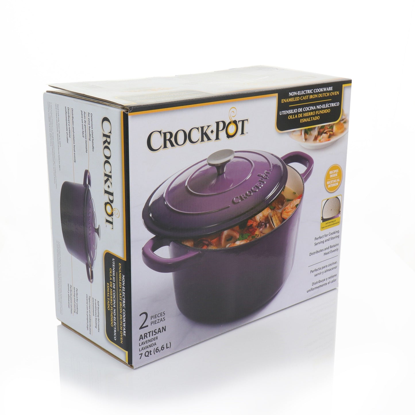 Crock-Pot Artisan 2 pezzi da 5 litri in ghisa smaltata con coperchio, color lavanda