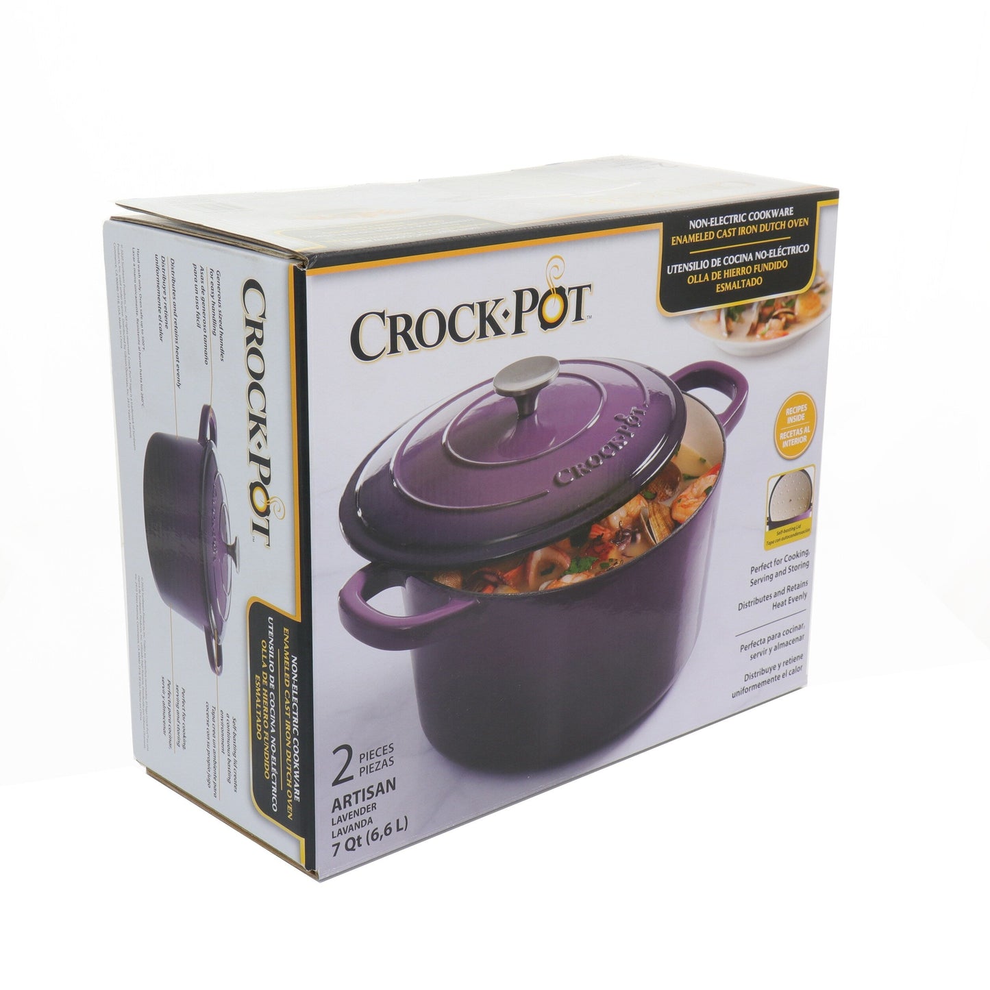 Crock-Pot Artisan 2 pezzi da 5 litri in ghisa smaltata con coperchio, color lavanda