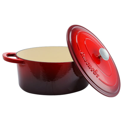 Crock Pot Artisan da 7 litri, pentola olandese ovale in ghisa smaltata, colore rosso scarlatto