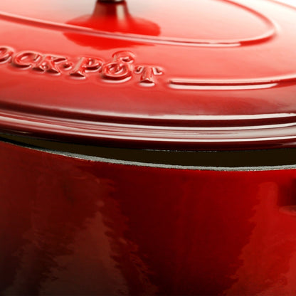 Crock Pot Artisan da 7 litri, pentola olandese ovale in ghisa smaltata, colore rosso scarlatto