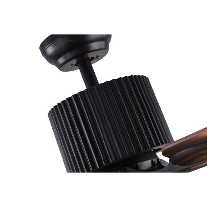 Ventilatore da soffitto CurveCurio Farmhouse Industrial a 5 luci con gabbia nera, luce, telecomando e catenella da 42-48-52 pollici