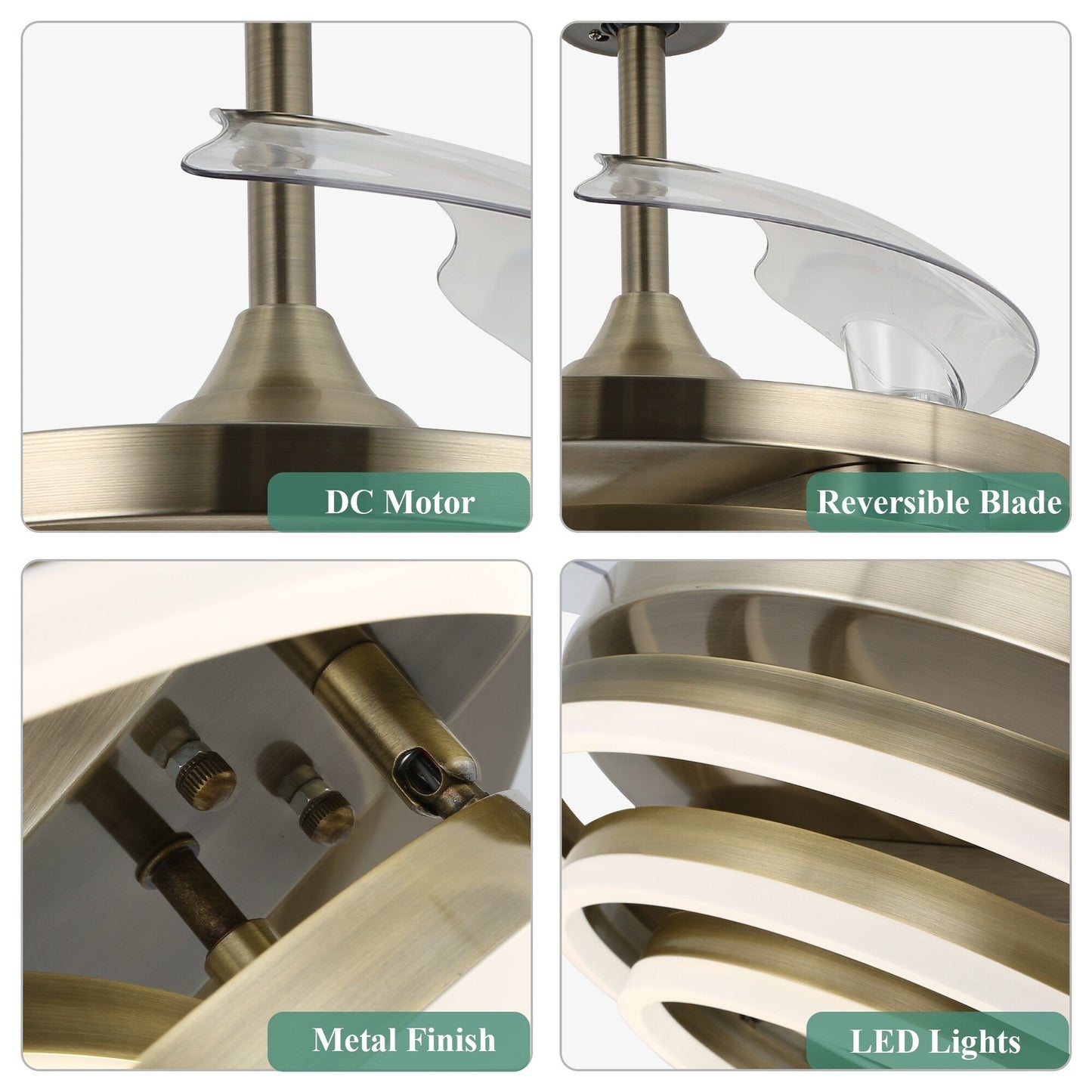 Ventilatore da soffitto retrattile Cusp Barn 42 con luci e telecomando, fai da te, forma Fandelier, moderno, silenzioso, luce da soffitto a LED con motore DC