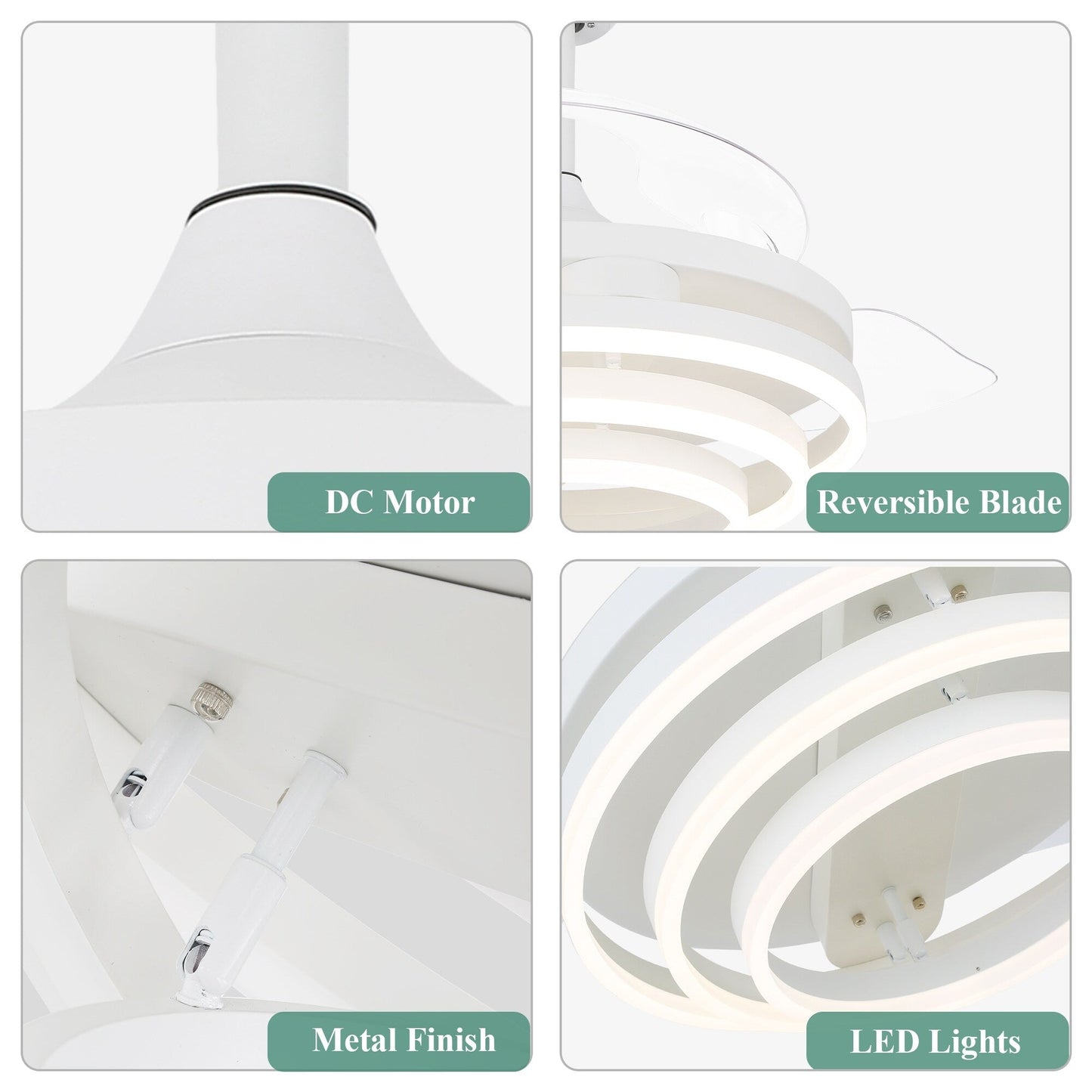 Ventilatore da soffitto retrattile Cusp Barn 42 con luci e telecomando, fai da te, forma Fandelier, moderno, silenzioso, luce da soffitto a LED con motore DC