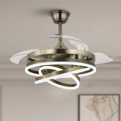 Ventilatore da soffitto retrattile Cusp Barn 42 con luci e telecomando, fai da te, forma Fandelier, moderno, silenzioso, luce da soffitto a LED con motore DC