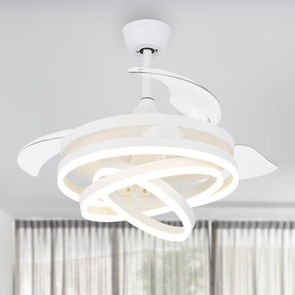 Ventilatore da soffitto retrattile Cusp Barn 42 con luci e telecomando, fai da te, forma Fandelier, moderno, silenzioso, luce da soffitto a LED con motore DC