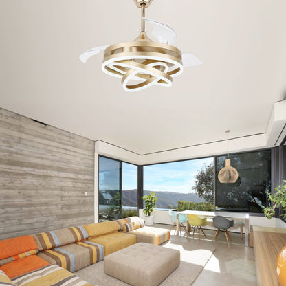 Ventilatore da soffitto retrattile Cusp Barn 42 con luci e telecomando, fai da te, forma Fandelier, moderno, silenzioso, luce da soffitto a LED con motore DC