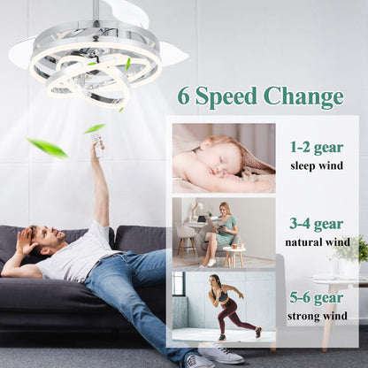 Ventilatore da soffitto retrattile Cusp Barn 42 con luci e telecomando, fai da te, forma Fandelier, moderno, silenzioso, luce da soffitto a LED con motore DC