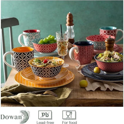 Set di stoviglie in ceramica DOWAN, set di piatti da 16 pezzi per 4 persone, set di piatti e ciotole decorativi
