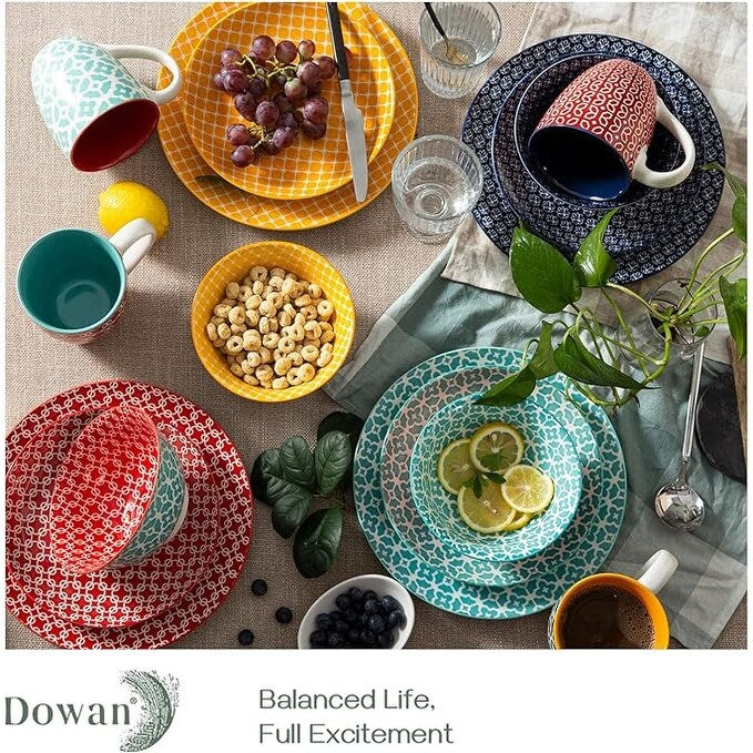 Set di stoviglie in ceramica DOWAN, set di piatti da 16 pezzi per 4 persone, set di piatti e ciotole decorativi