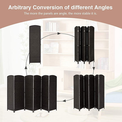 Divisorio per ambienti, divisorio pieghevole in fibra intrecciata, alto 6 piedi, indipendente